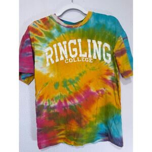 Ringling College Tie Dye Shirt Medium Rainbow Swirl Art School Boho Hippie Indie